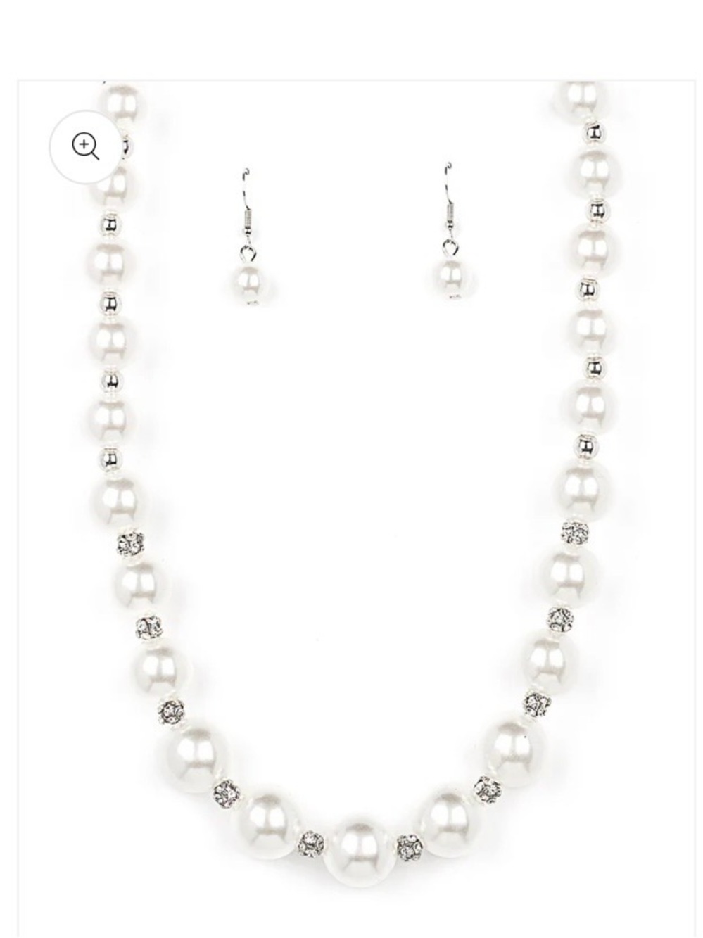paparazzi White Faux Pearl Necklace and Drop Earring Set